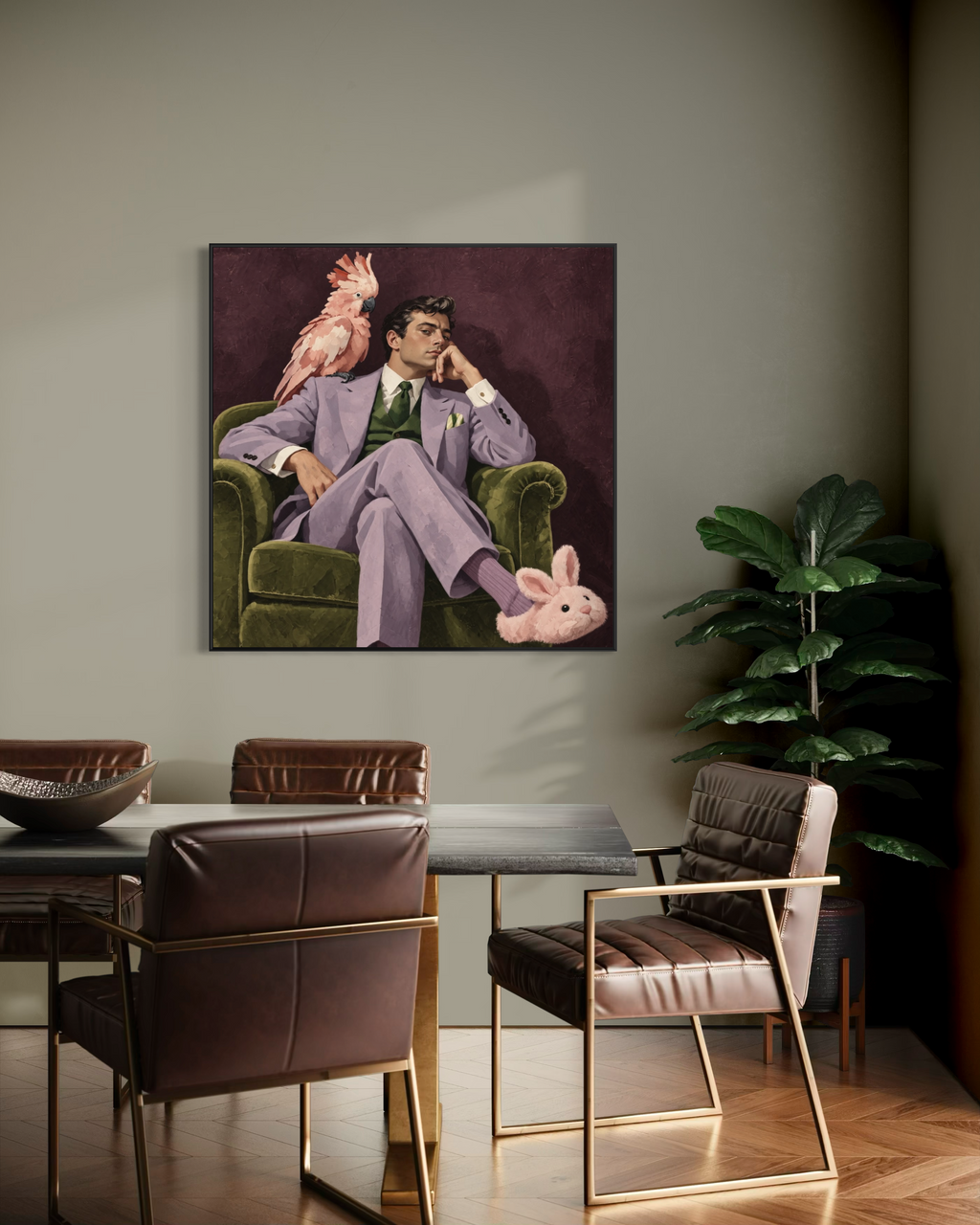 Man with Pink Slippers Art Print | “Bond ‘00’ Bond”