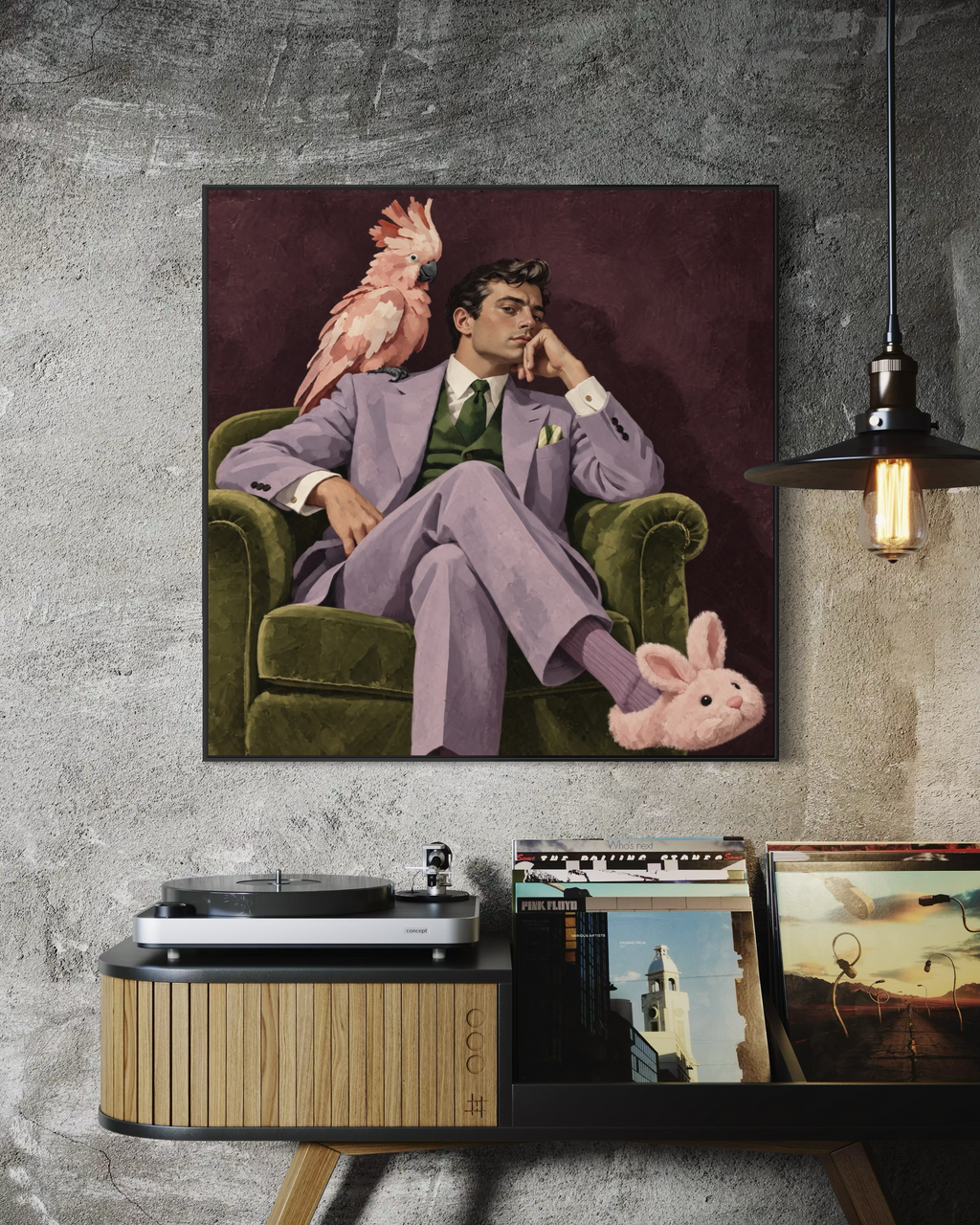 Man with Pink Slippers Art Print | “Bond ‘00’ Bond”