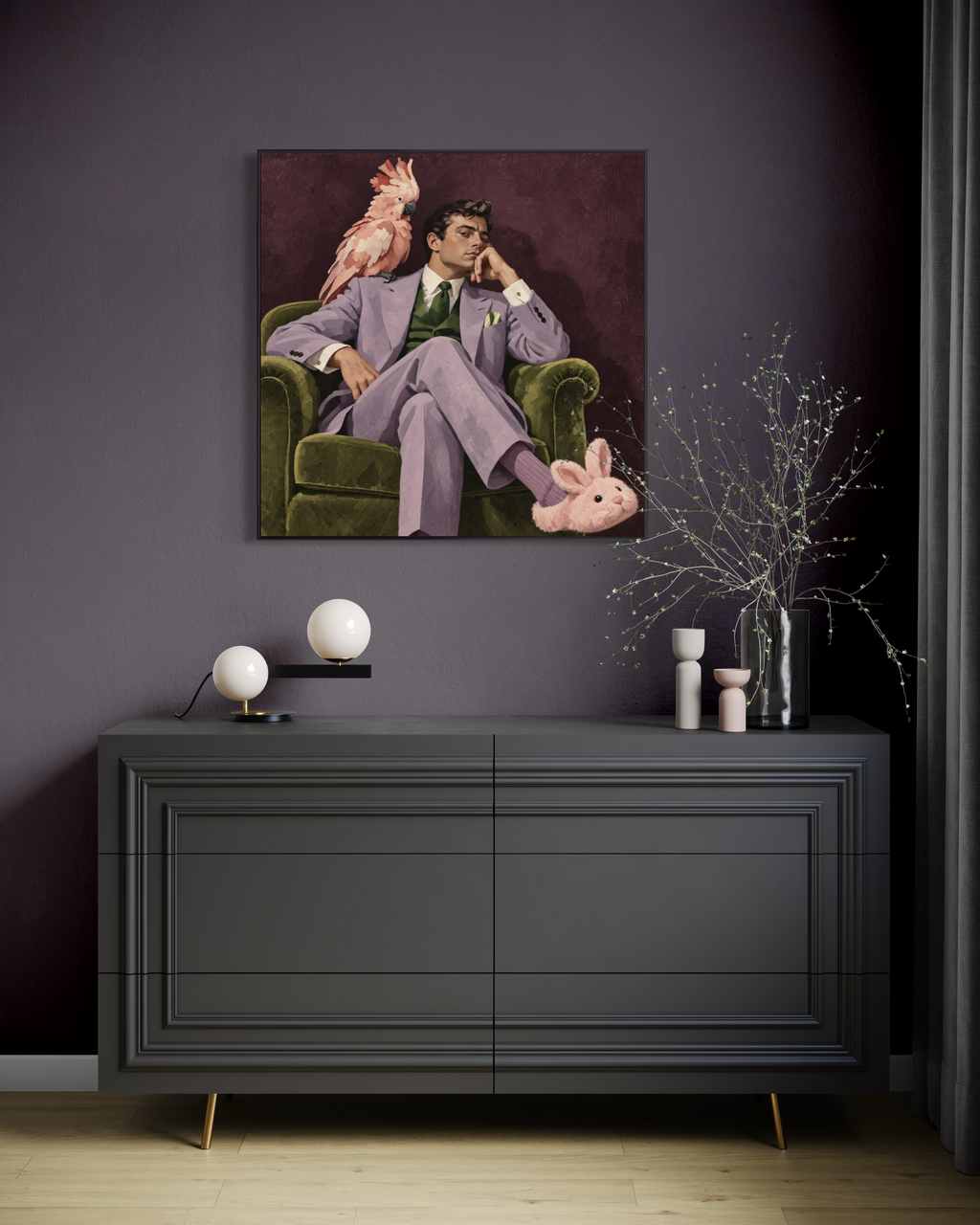 Man with Pink Slippers Art Print | “Bond ‘00’ Bond”