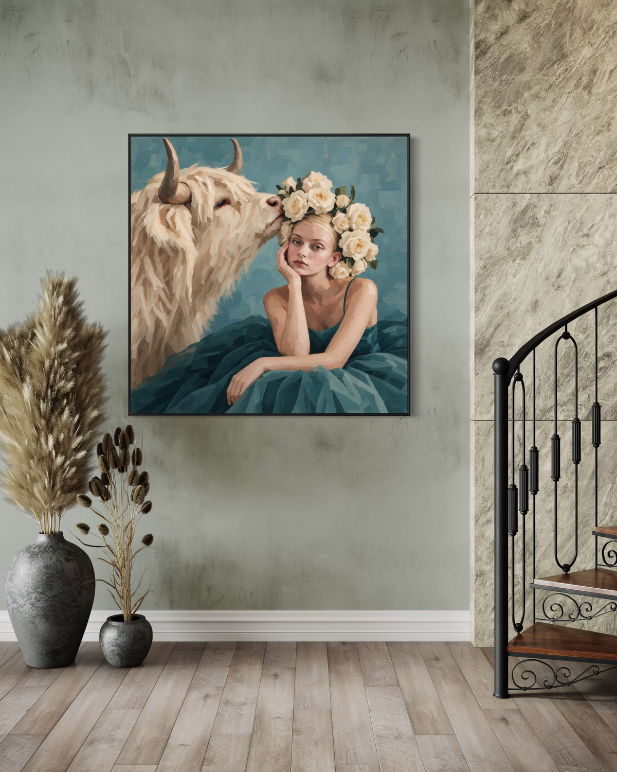 Highland Cow Art Print | “Highland Rose”
