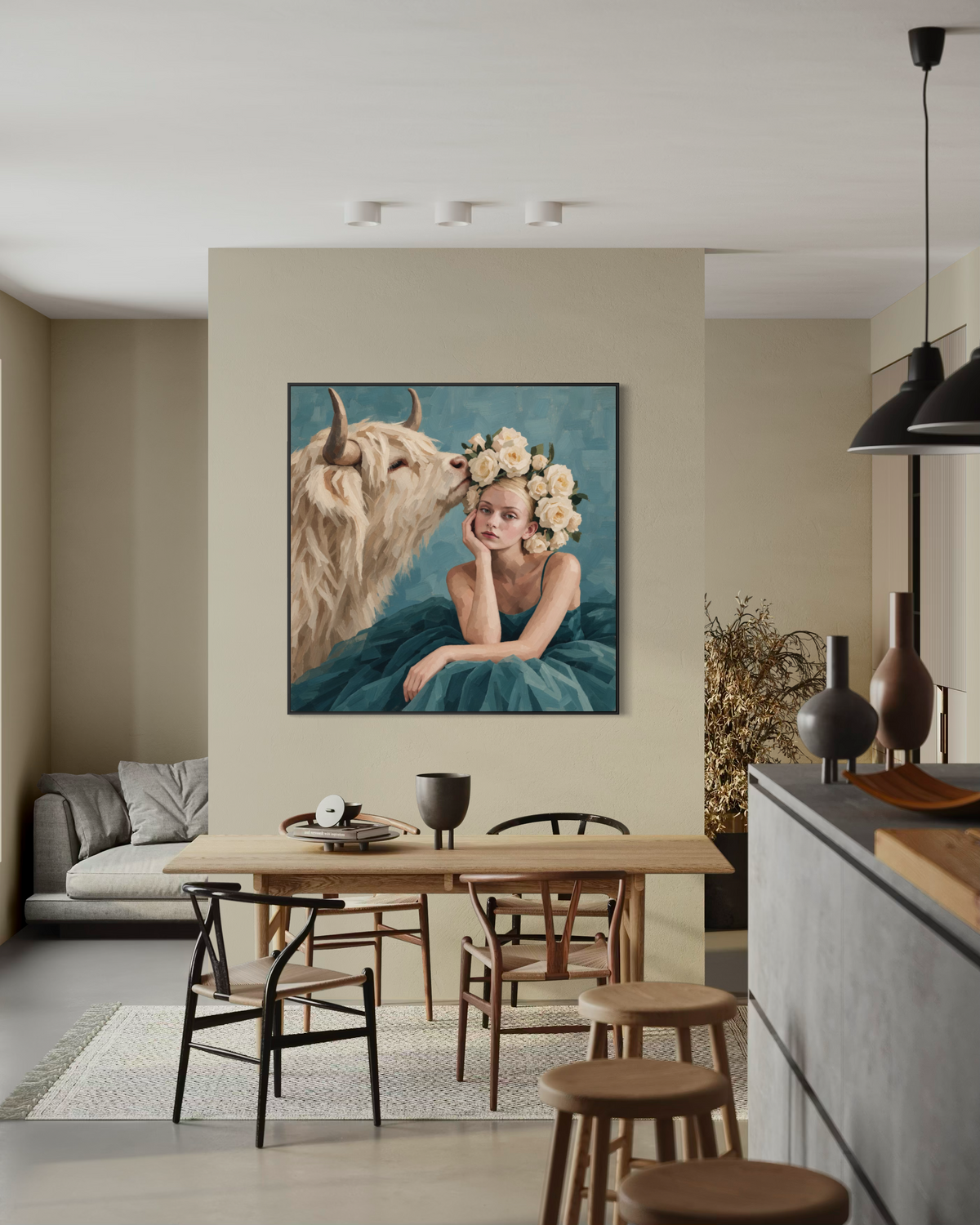 Highland Cow Art Print | “Highland Rose”