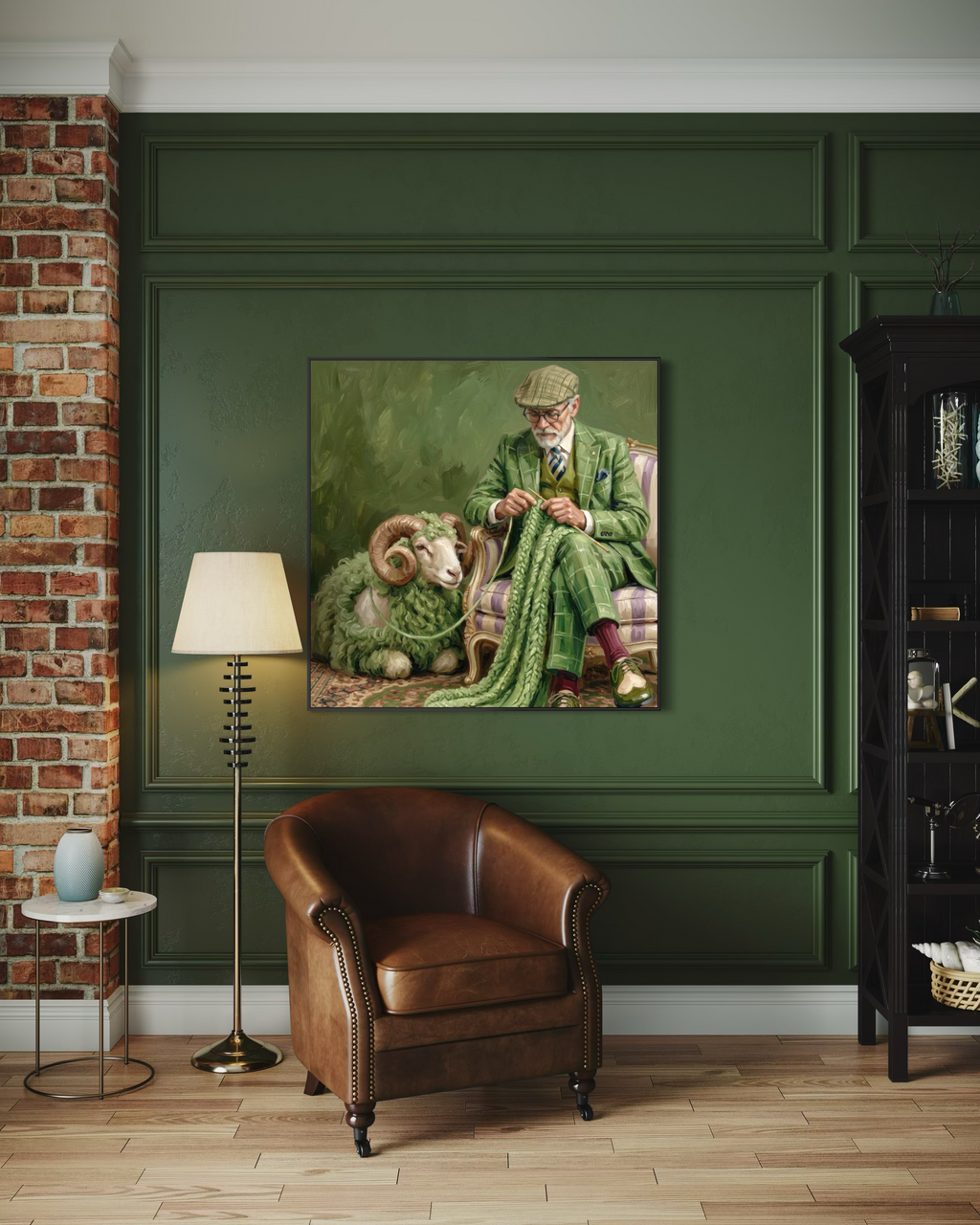 Moss Green Ram Art Print | “Totes Green”