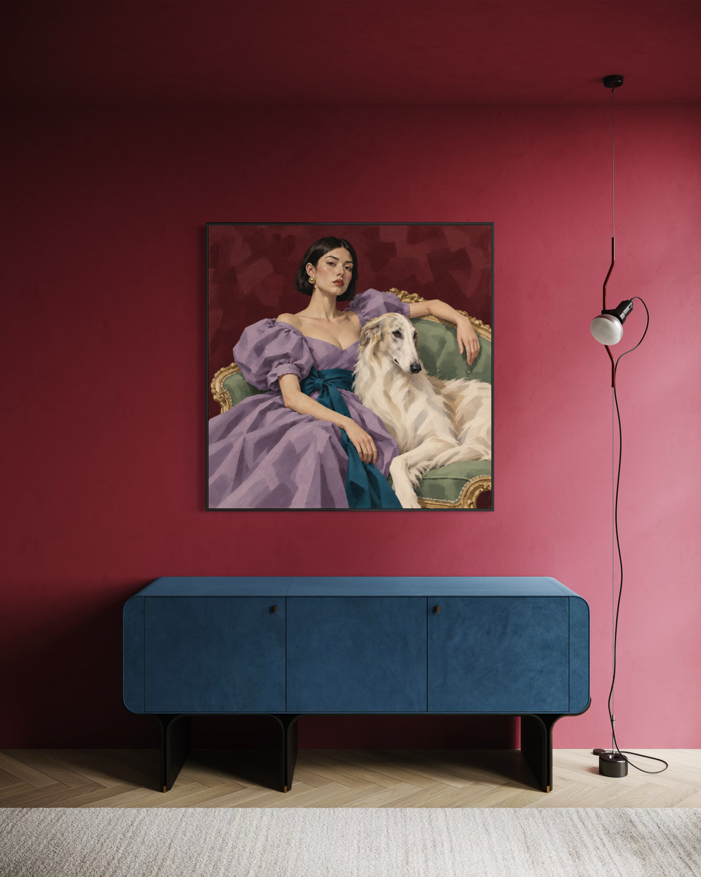 Woman with Borzoi Art Print | “Long Story Short”