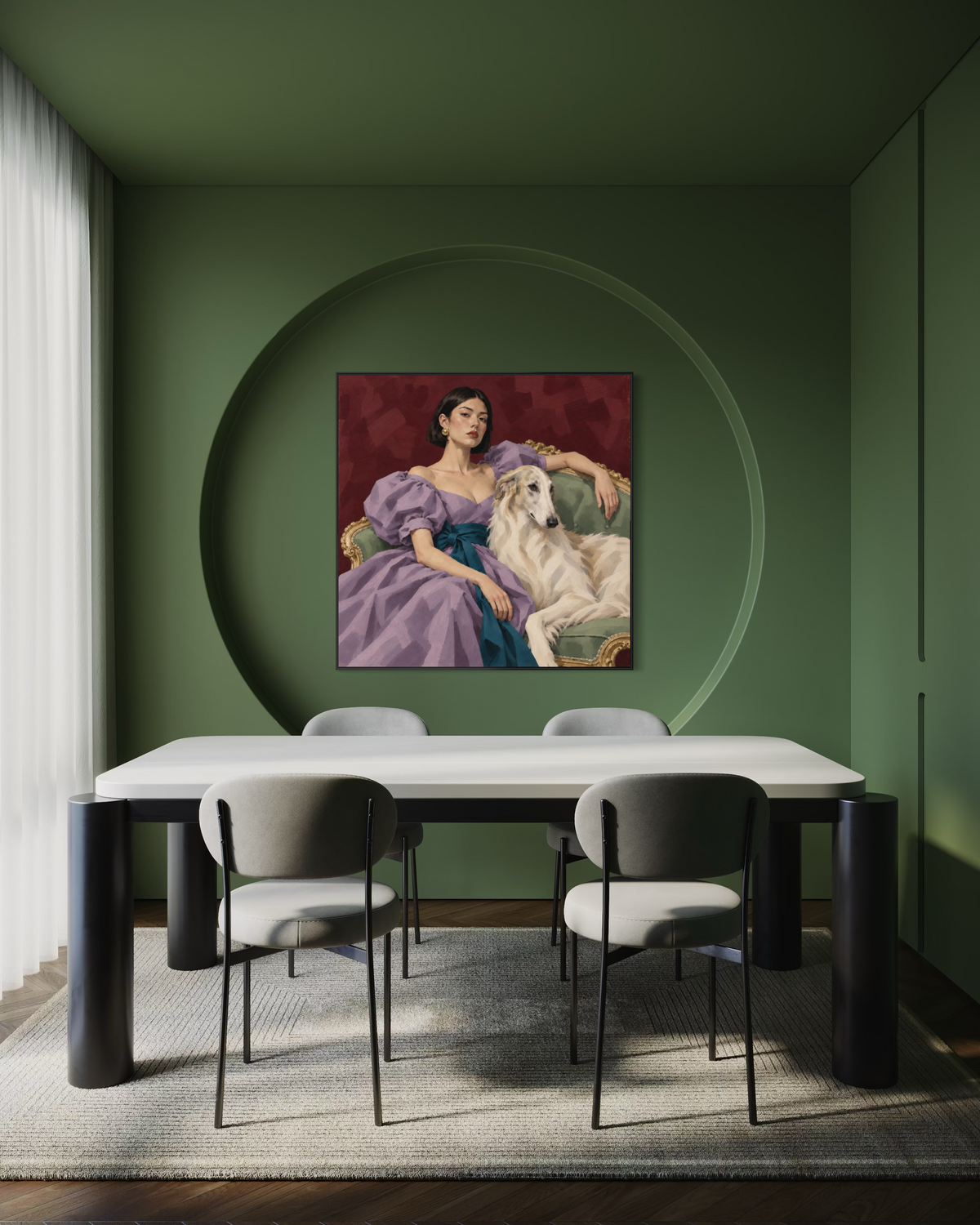 Woman with Borzoi Art Print | “Long Story Short”