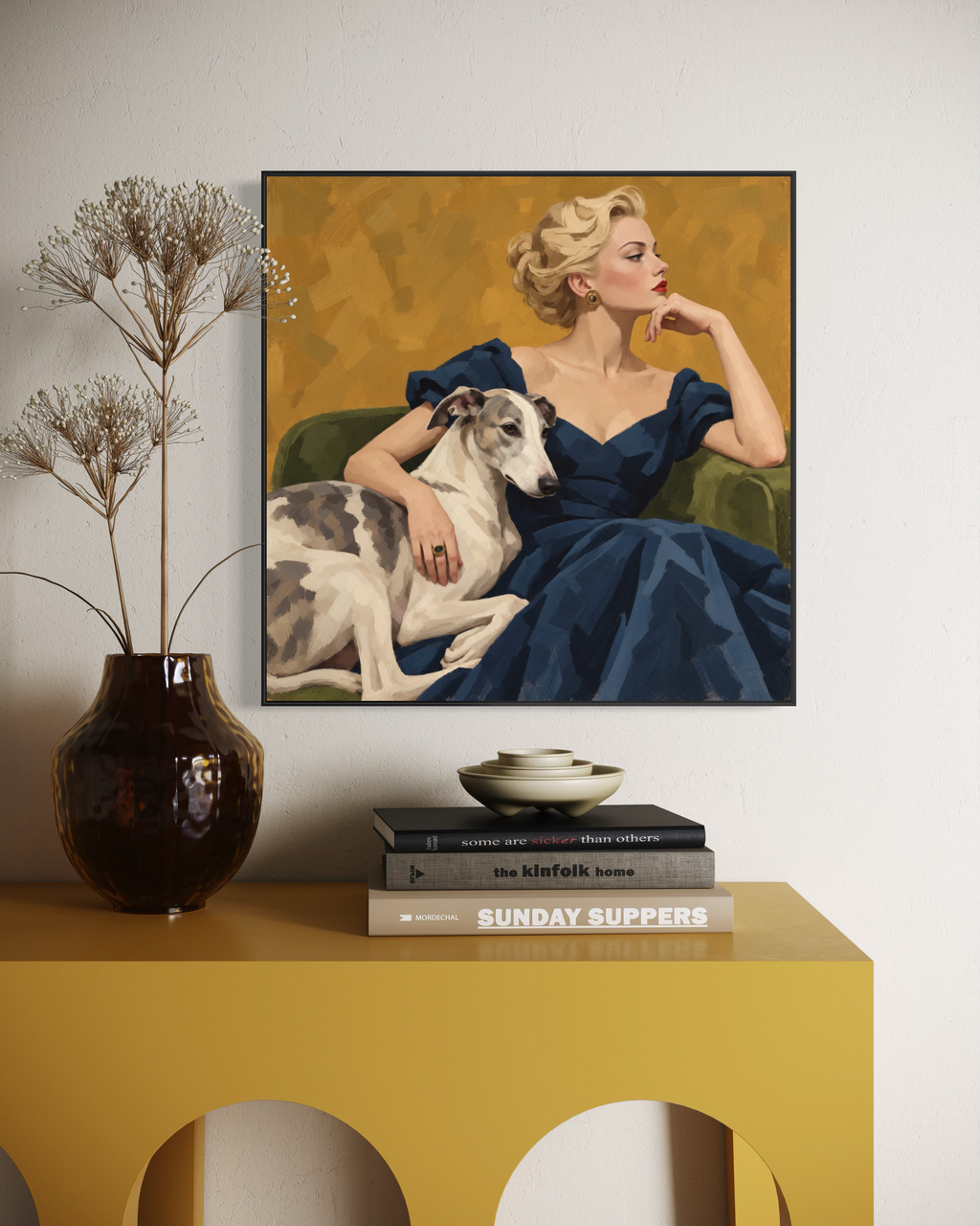 Woman with Whippet Art Print | “Like A Whippet”