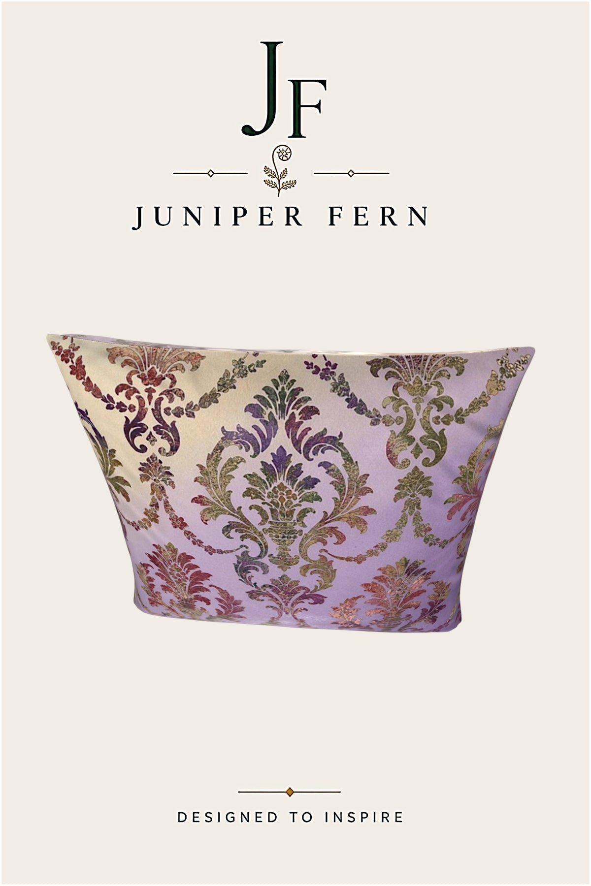 Lilac and Olive Damask Cushion