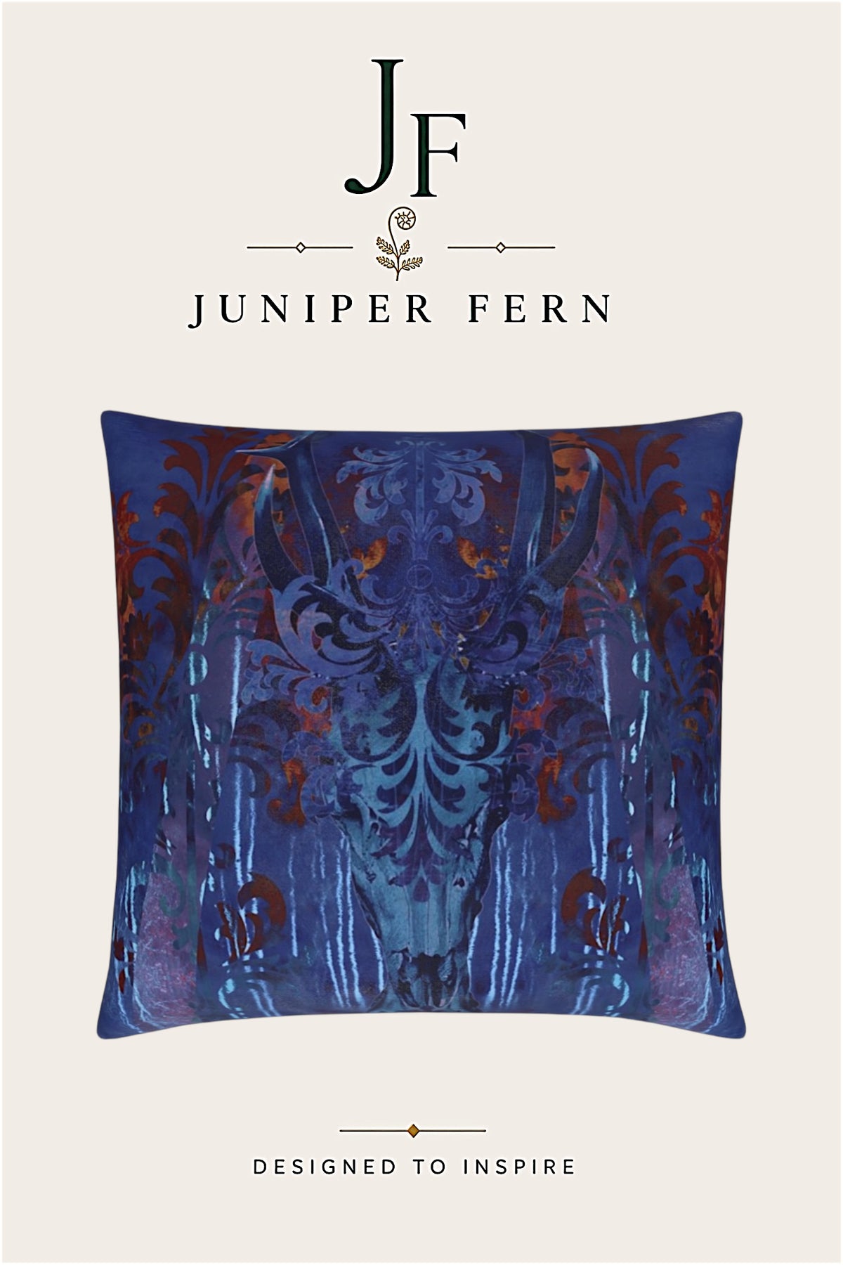 Indigo Blue Stag Cushion - Royal Vellum
