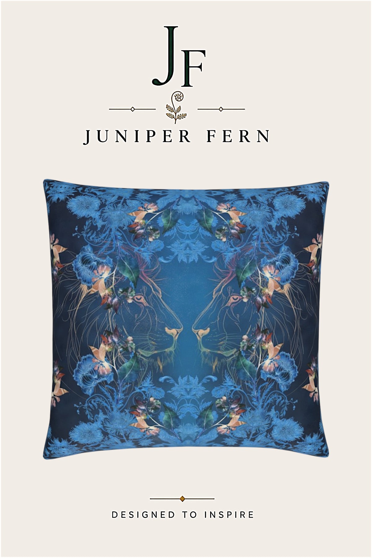 Navy Blue Botanical Lion Cushion - Regent Pride