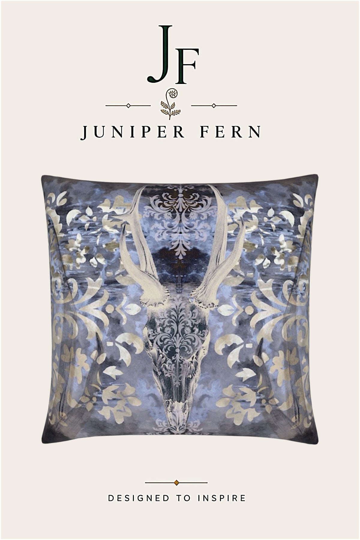 Grey Ivory Stag Cushion - Ashen