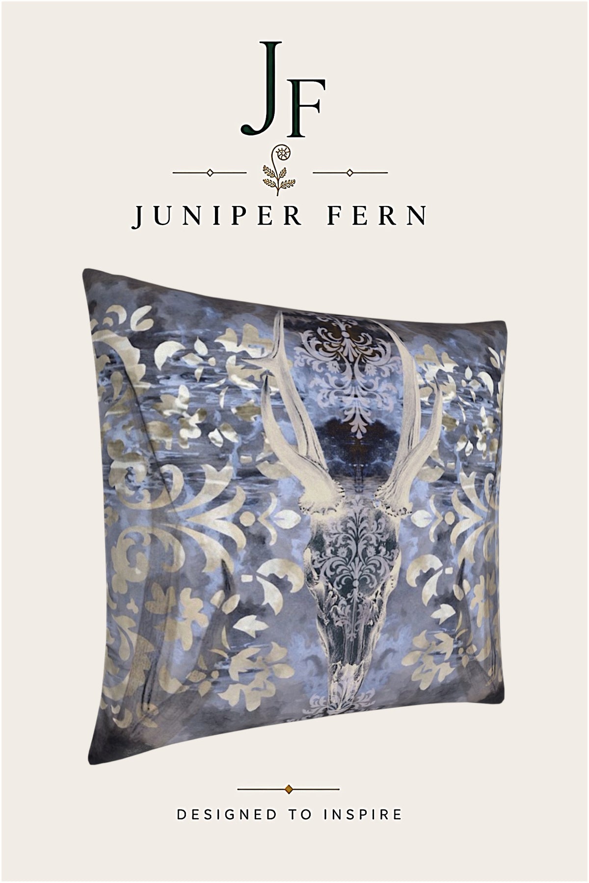 Grey Ivory Stag Cushion - Ashen