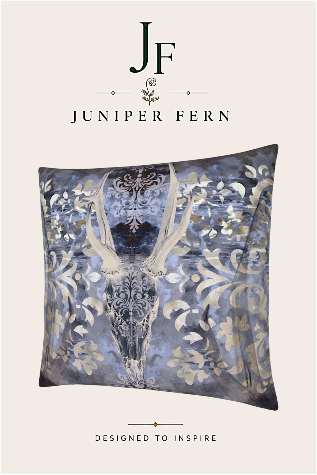 Grey Ivory Stag Cushion - Ashen