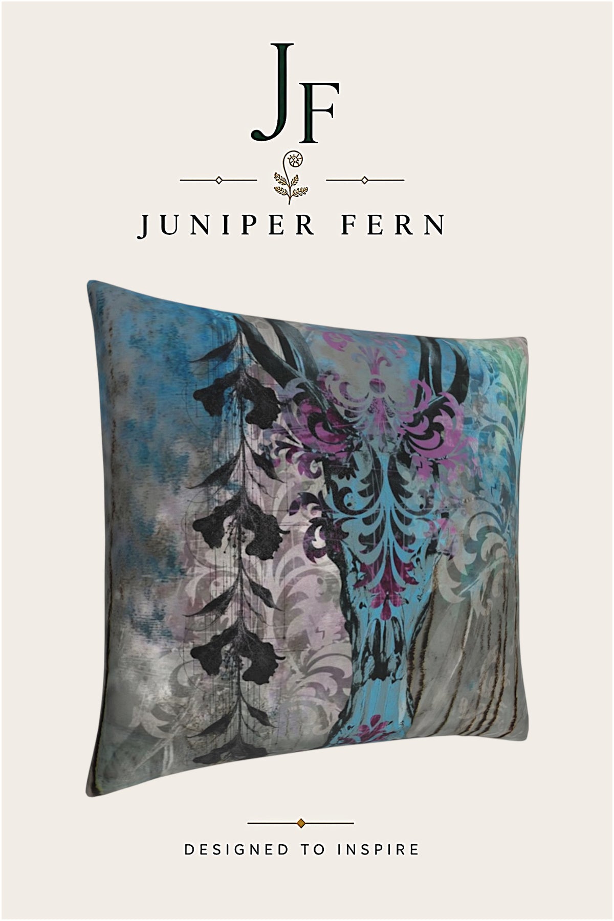 Grey Blue Stag Cushion - Vellum Hollow