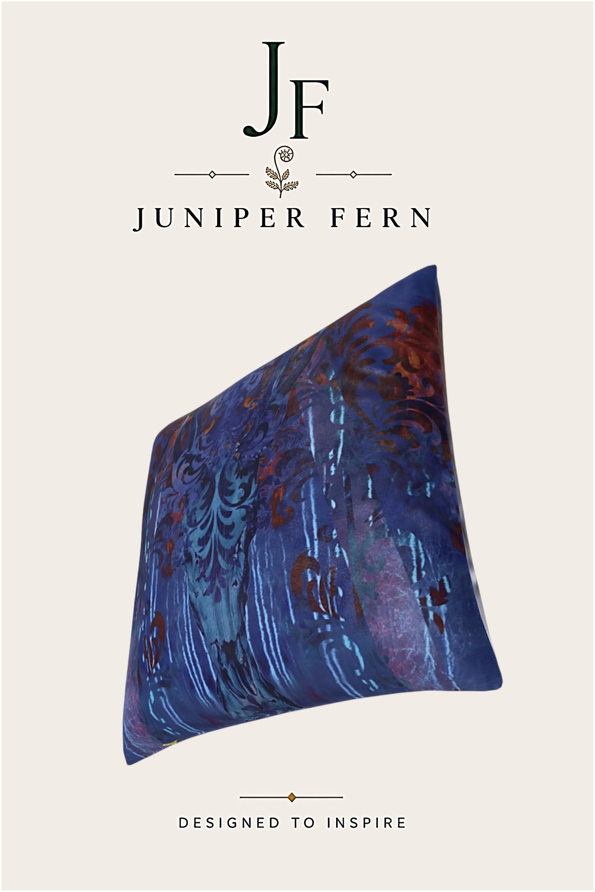 Indigo Blue Stag Cushion - Royal Vellum