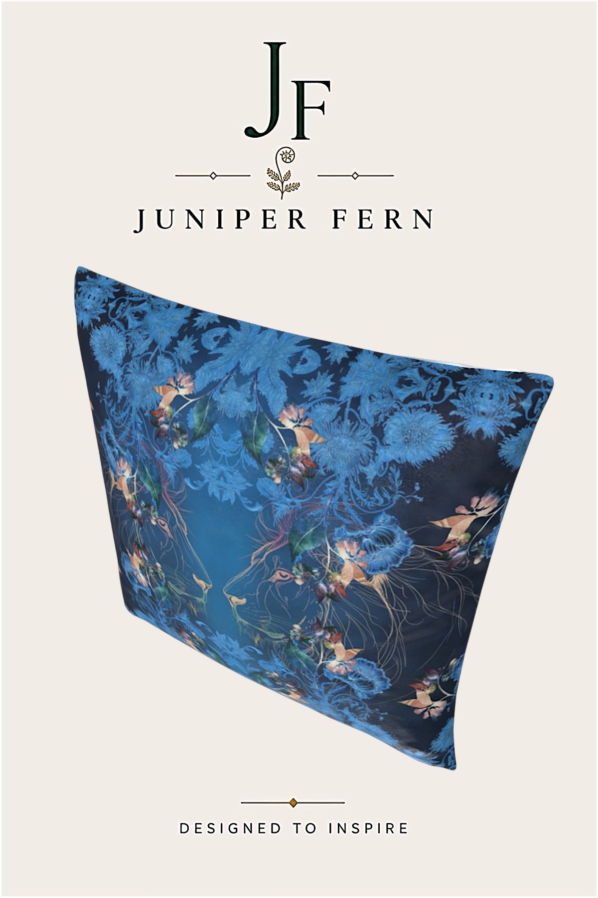 Navy Blue Botanical Lion Cushion - Regent Pride