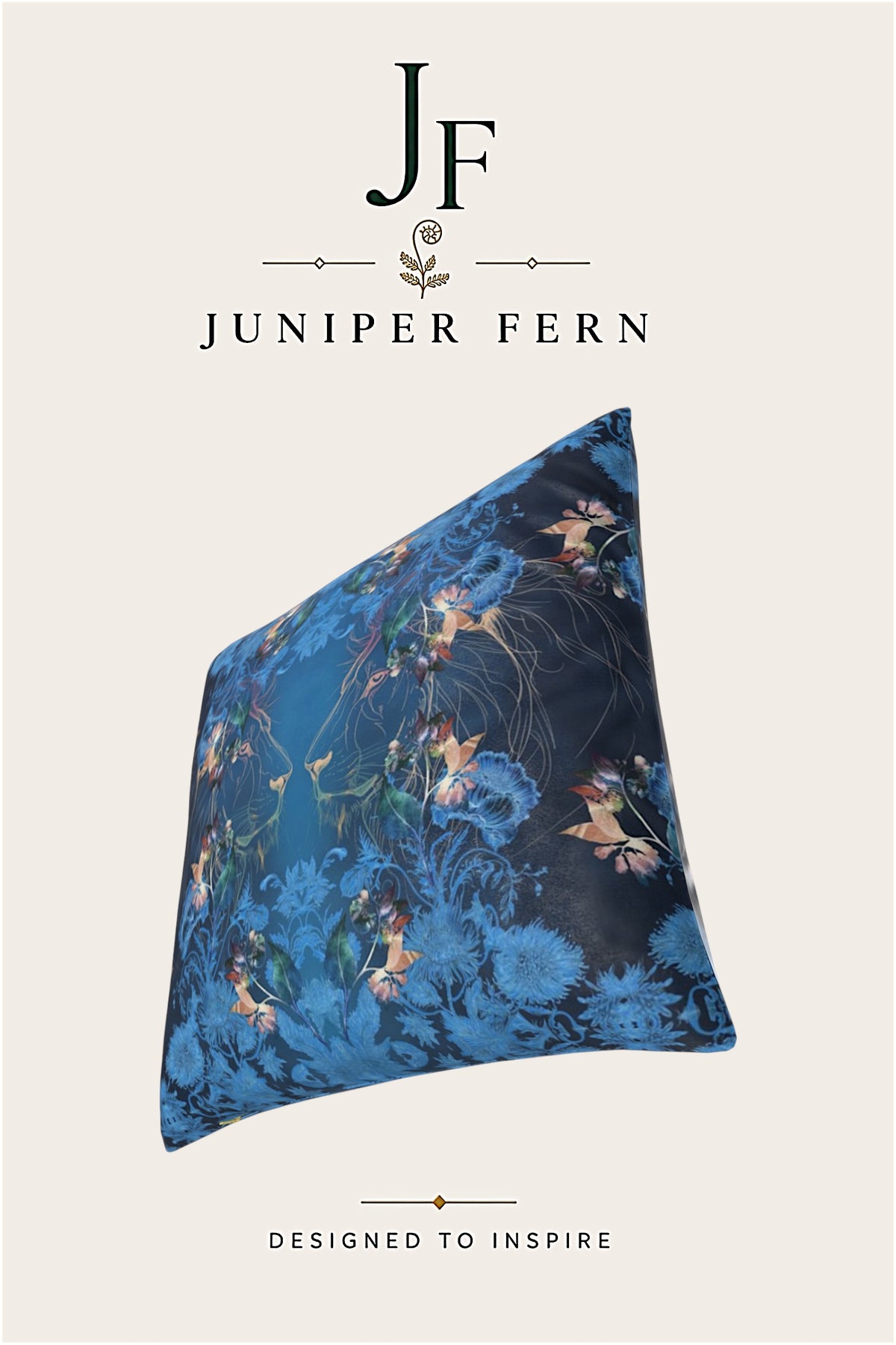 Navy Blue Botanical Lion Cushion - Regent Pride