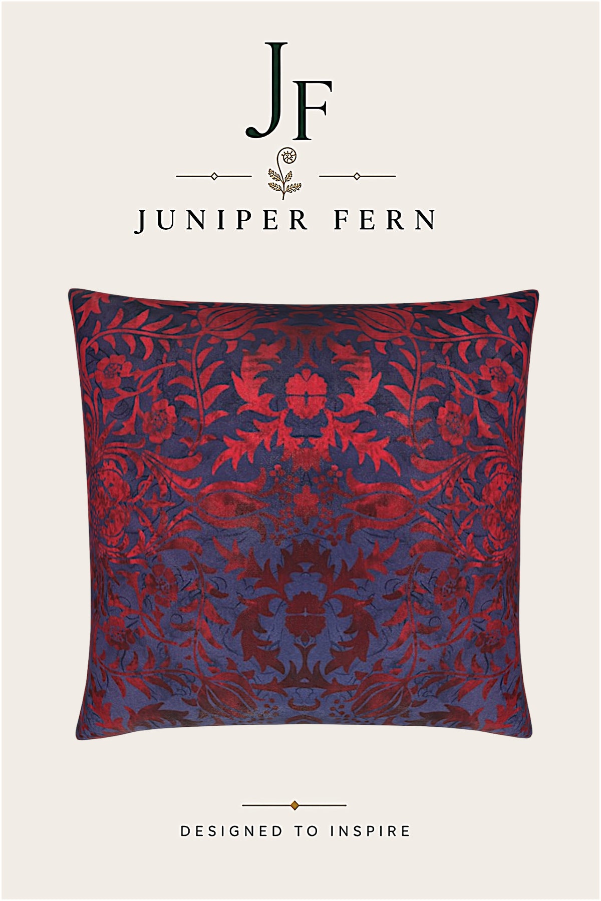 Crimson Red Floral Damask cushion