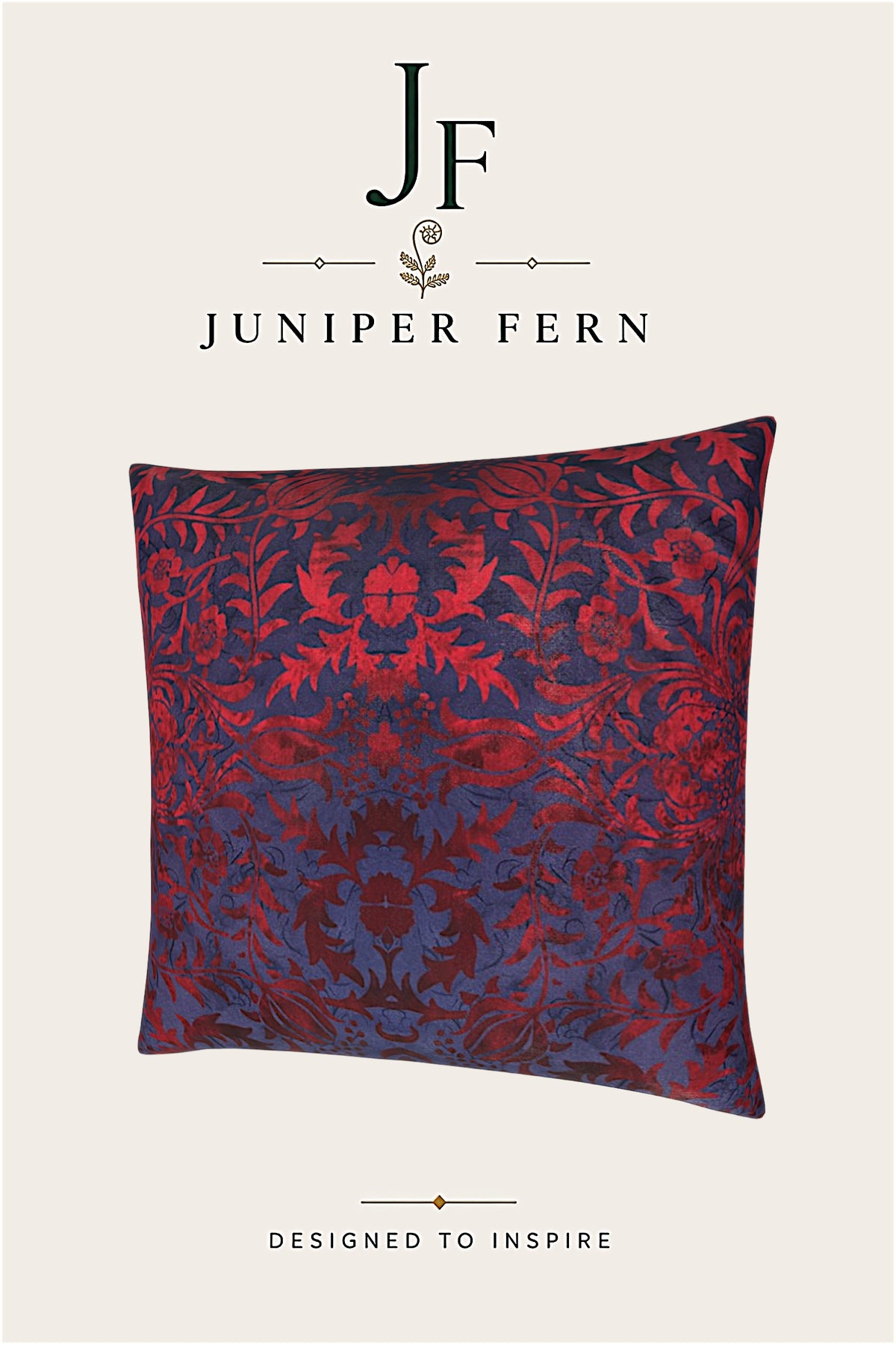 Crimson Red Floral Damask cushion