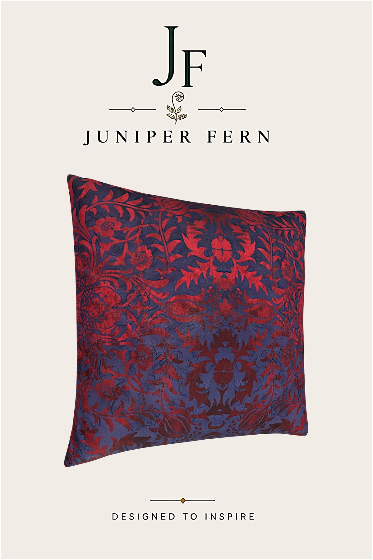 Crimson Red Floral Damask cushion