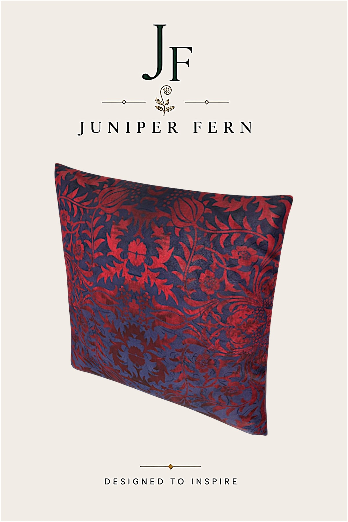 Crimson Red Floral Damask cushion