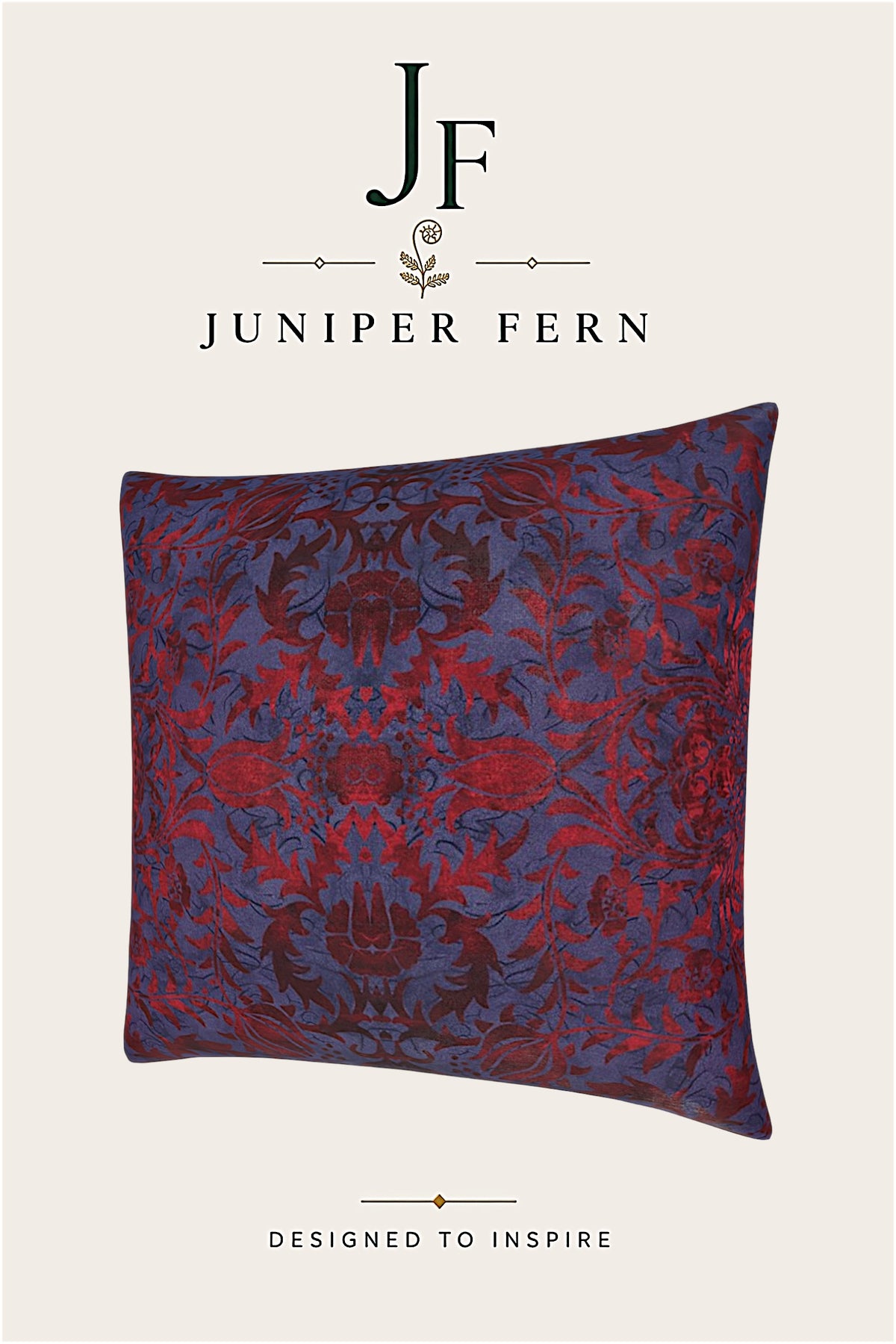 Crimson Red and Purple Floral cushion