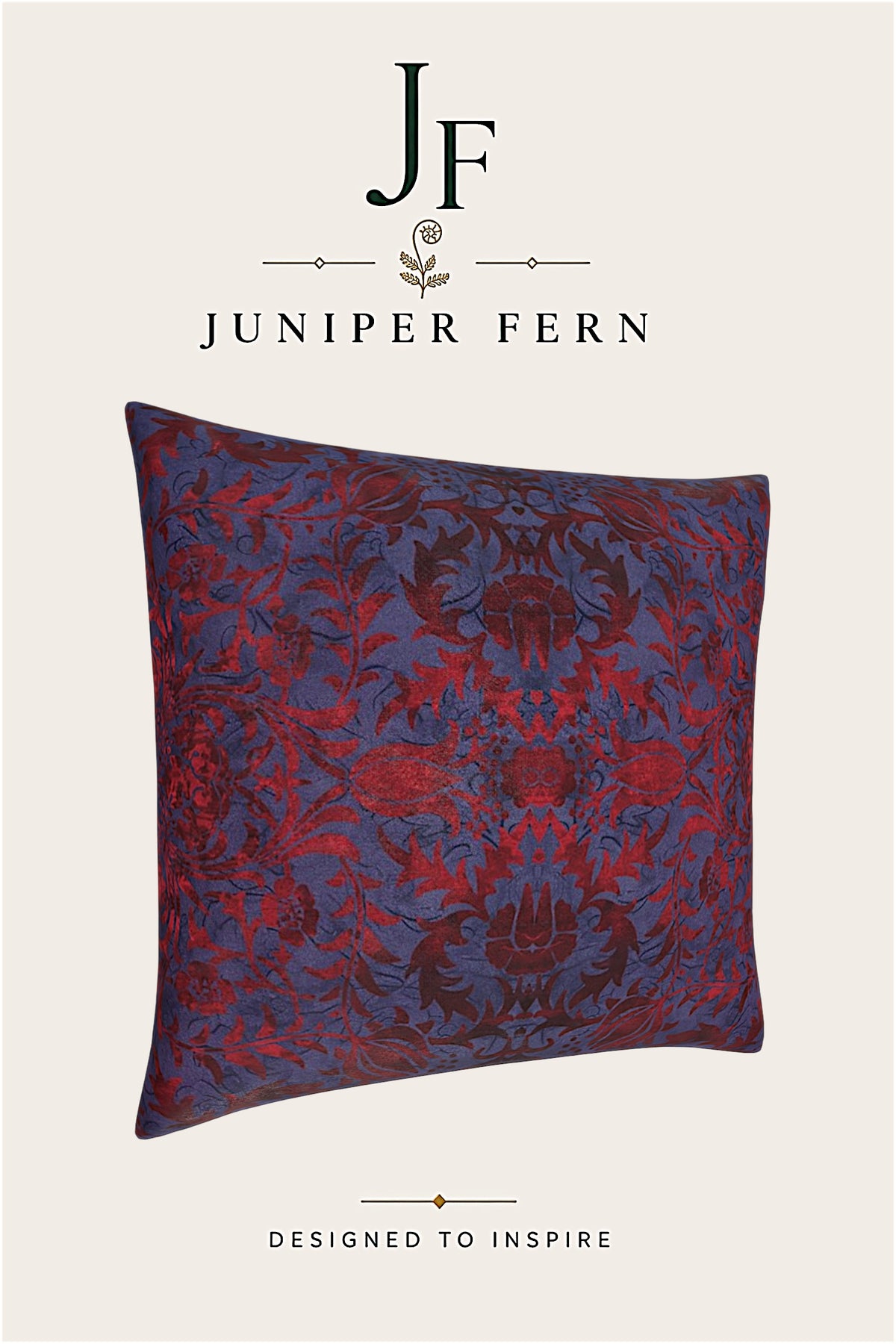 Crimson Red and Purple Floral cushion