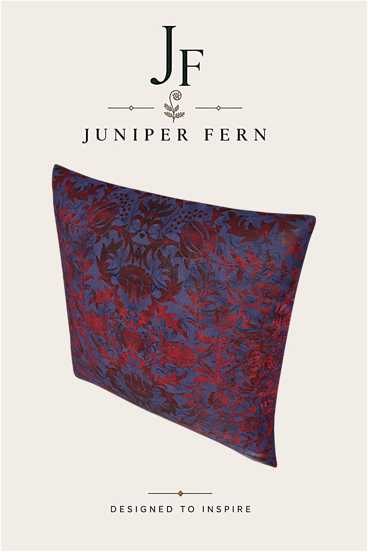 Crimson Red and Purple Floral cushion