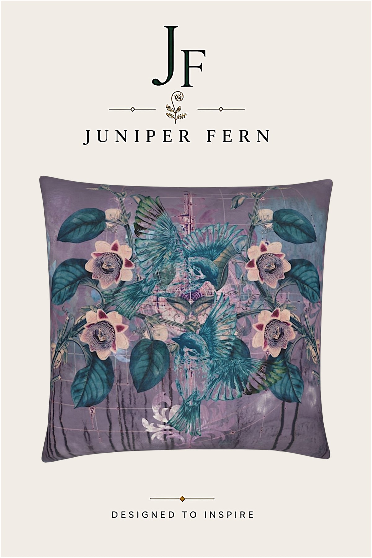 Mauve and Teal Botanical Cushion - Pendulum Haze