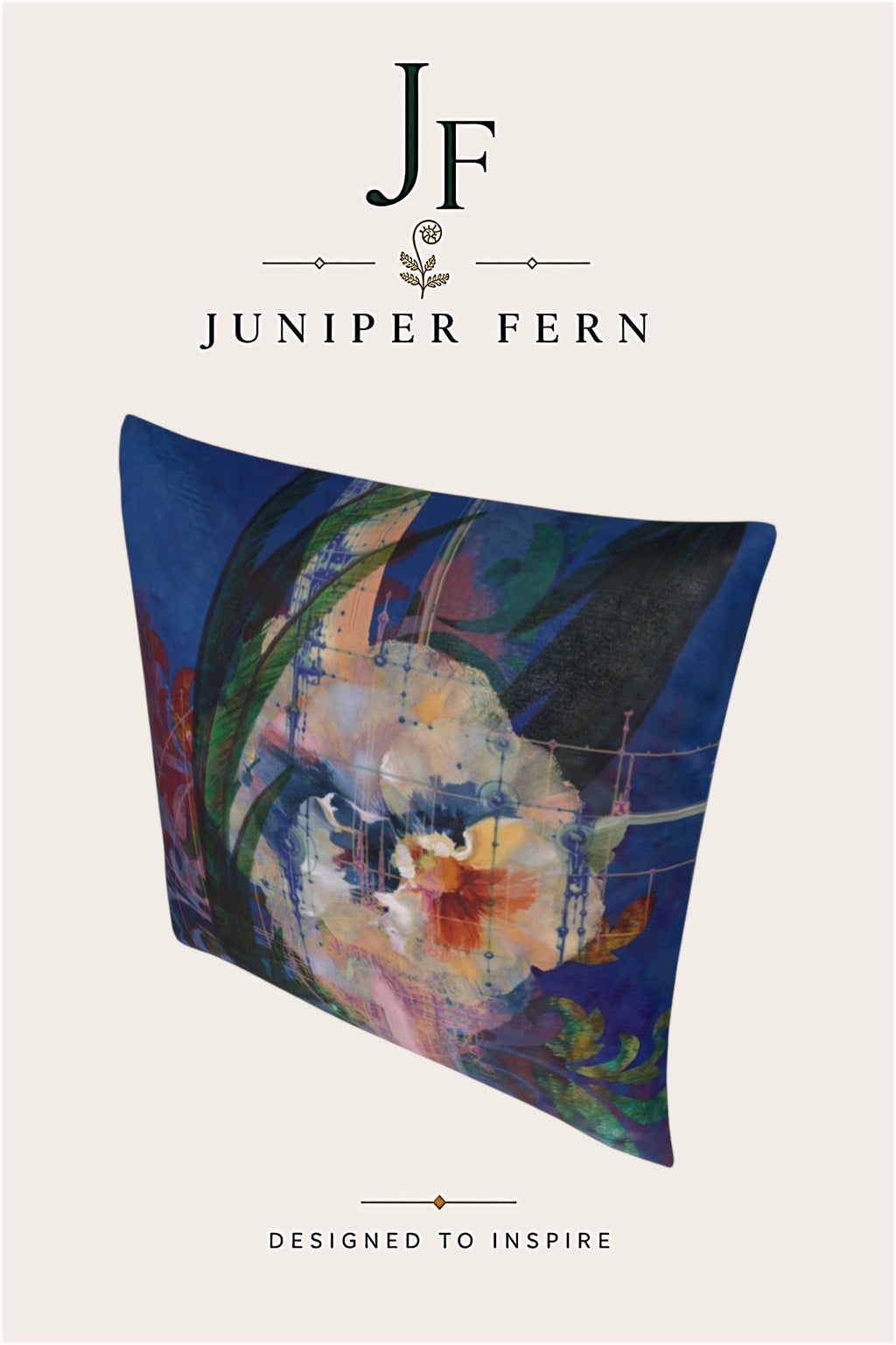 Blue Floral Abstract Cushion - Sylvan Meridian