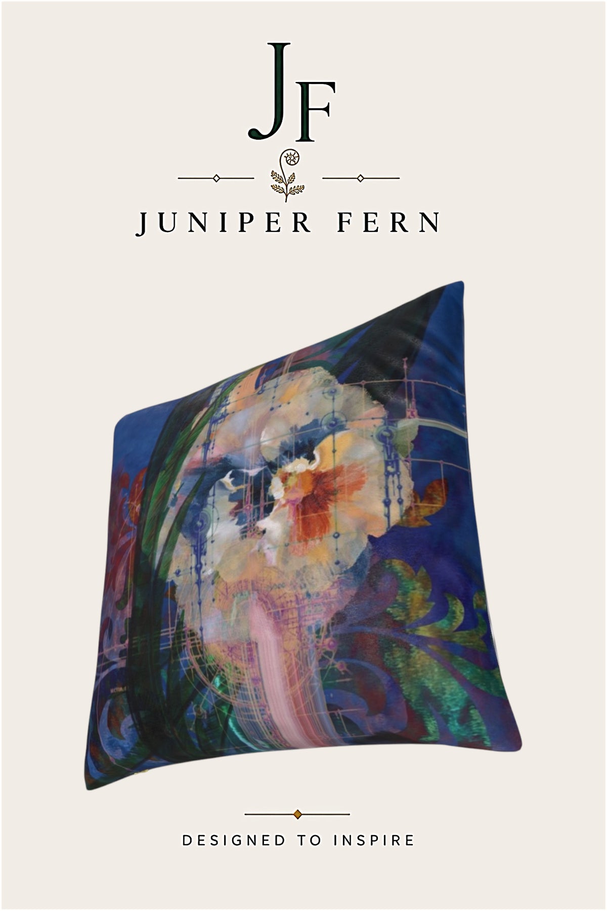 Blue Floral Abstract Cushion - Sylvan Meridian