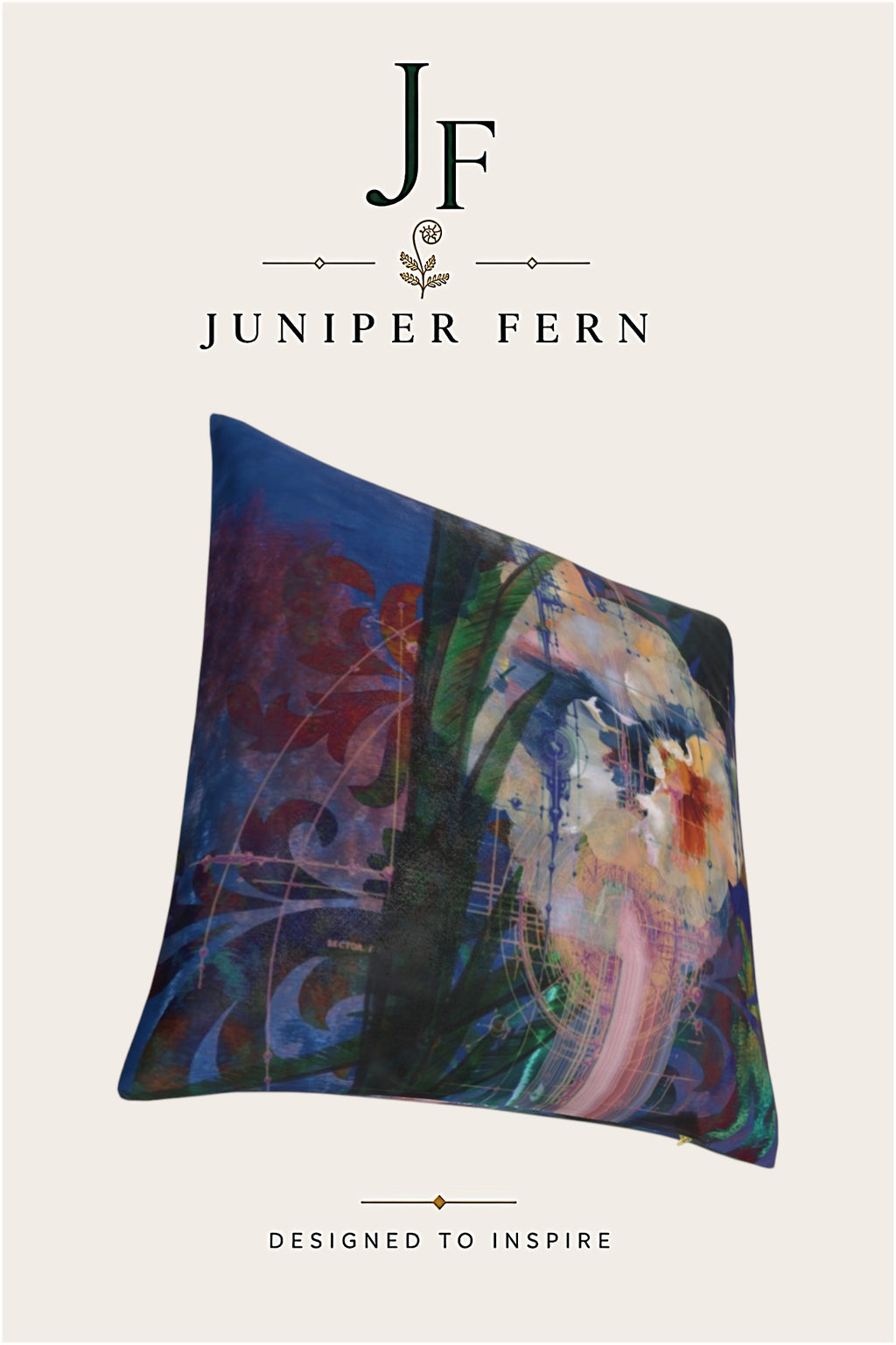 Blue Floral Abstract Cushion - Sylvan Meridian