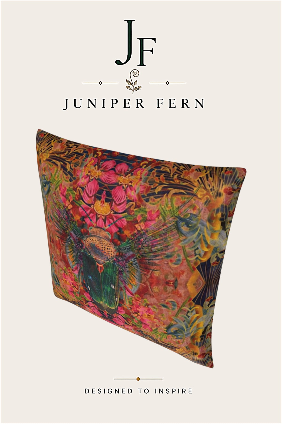 Emerald Beetle Abstract Cushion - Scarab Fate
