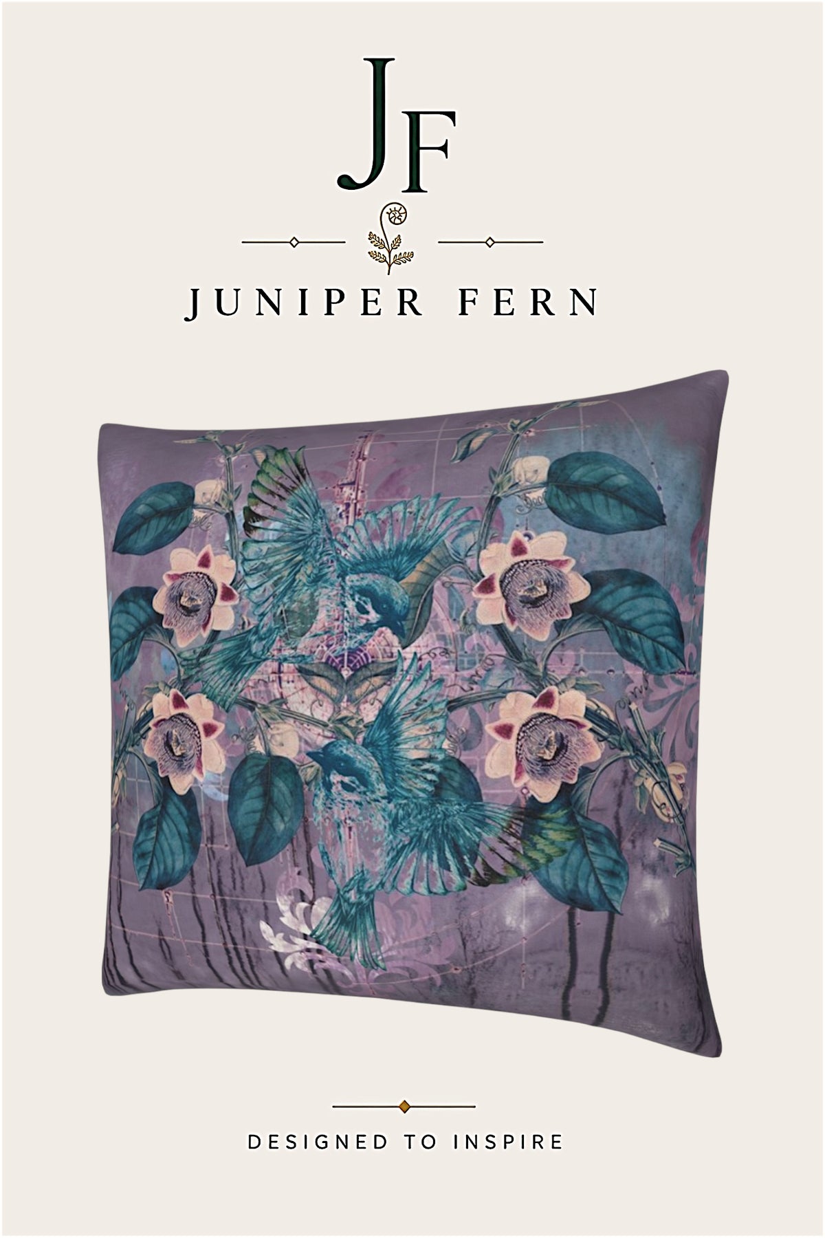 Mauve and Teal Botanical Cushion - Pendulum Haze