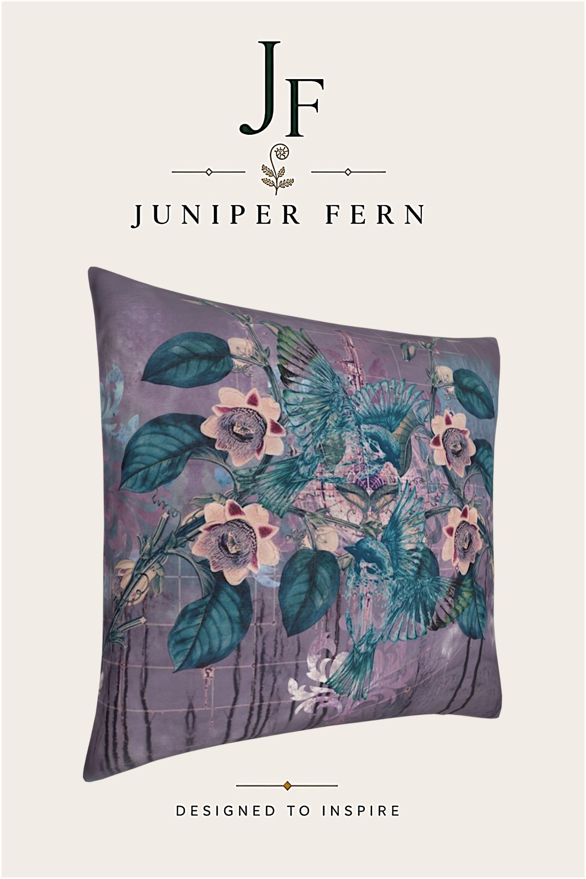 Mauve and Teal Botanical Cushion - Pendulum Haze