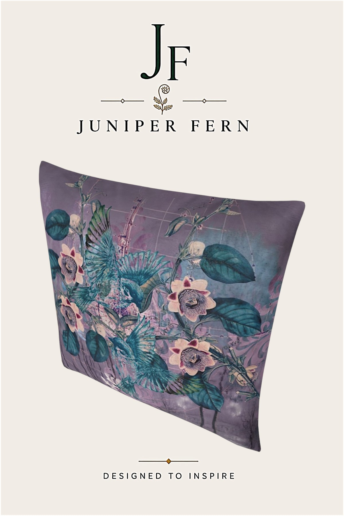 Mauve and Teal Botanical Cushion - Pendulum Haze