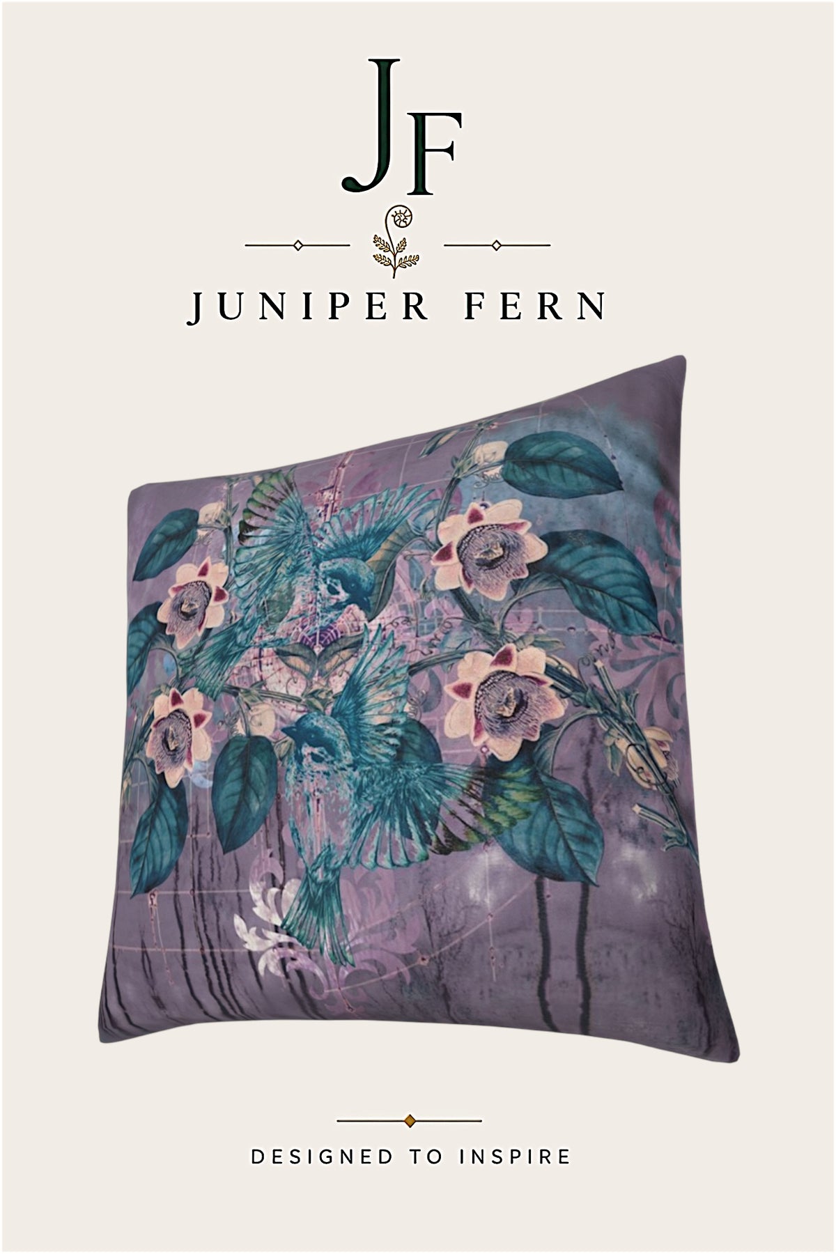Mauve and Teal Botanical Cushion - Pendulum Haze