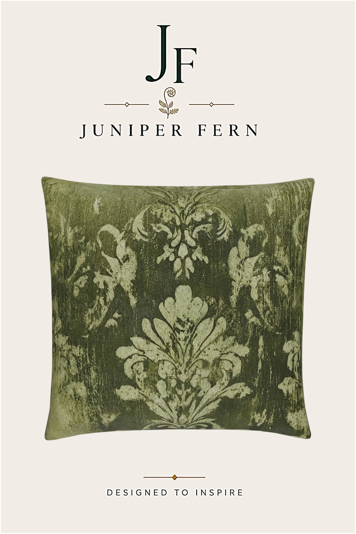 Green Olive Damask Cushion