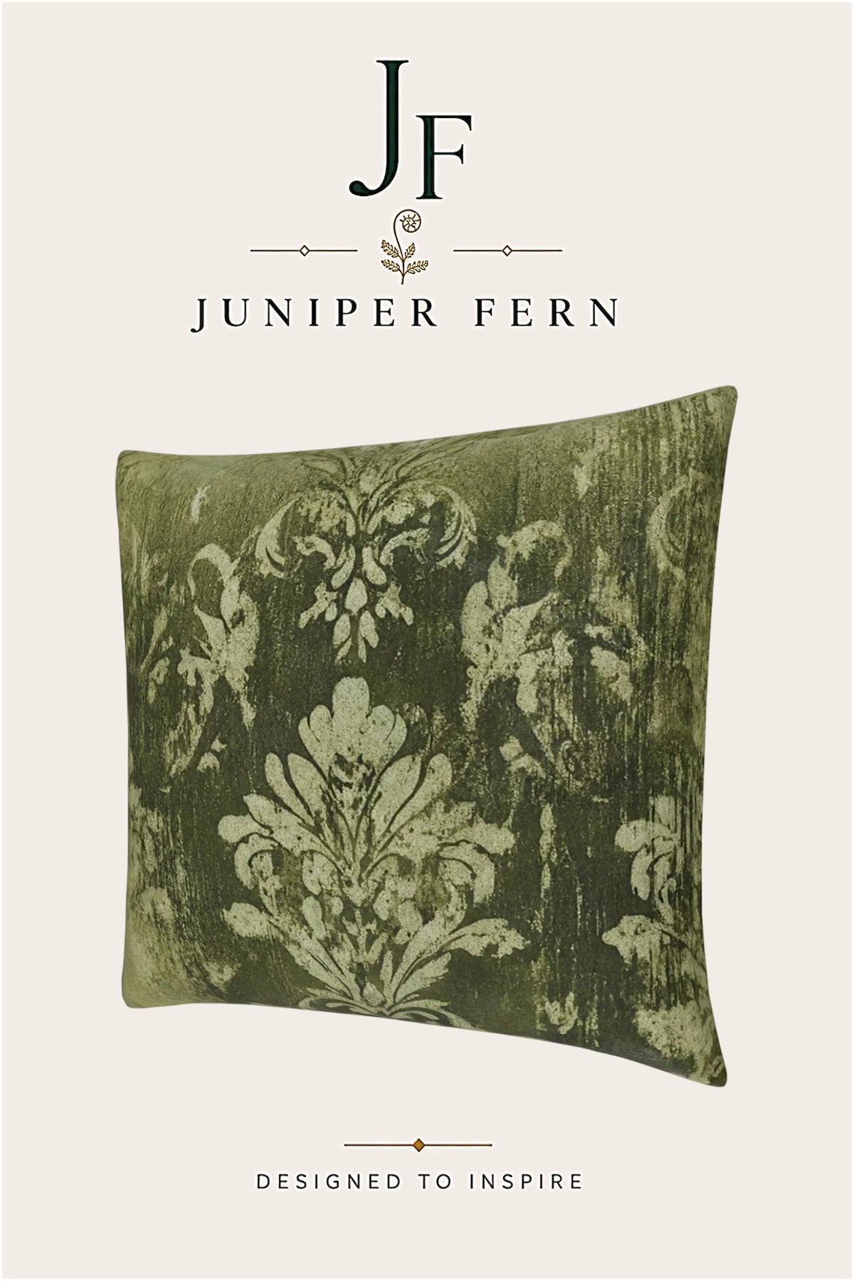Green Olive Damask Cushion