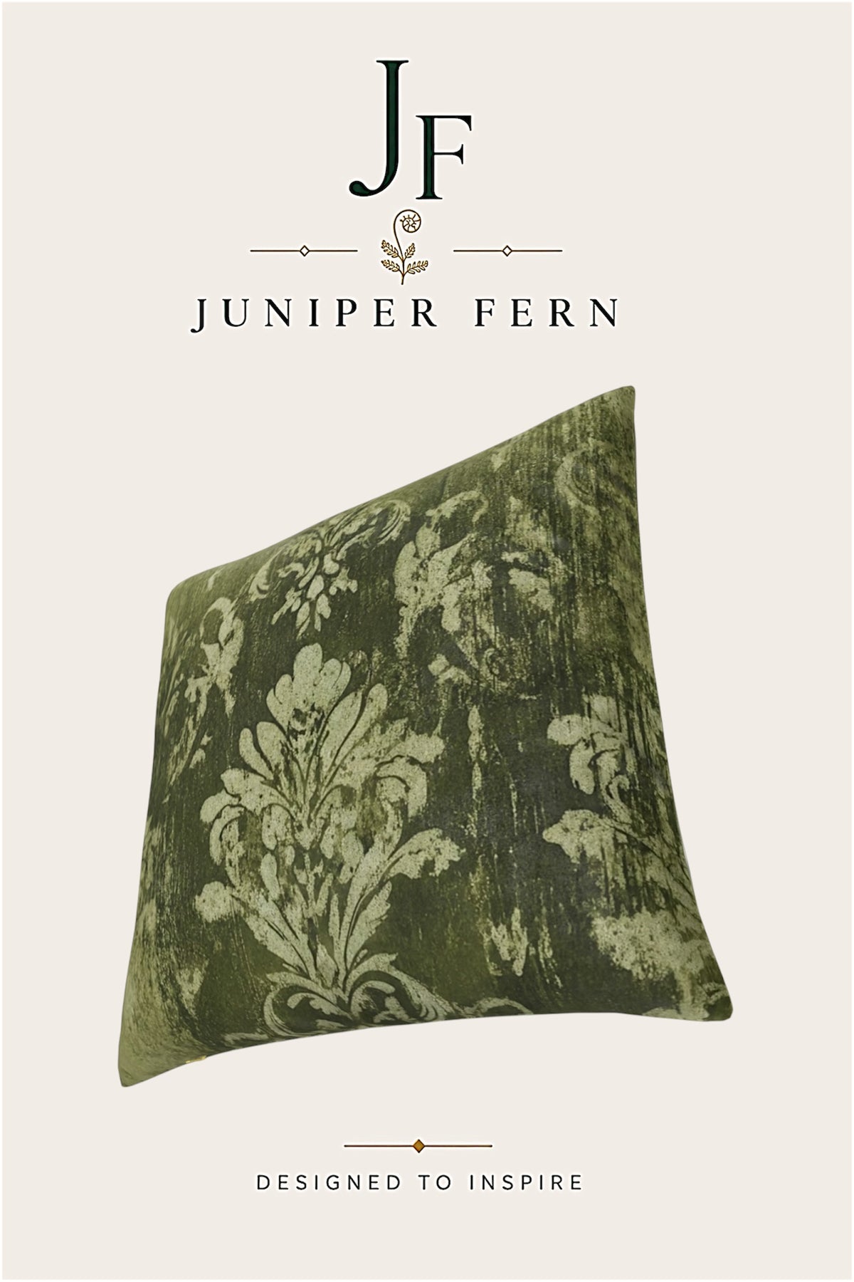 Green Olive Damask Cushion
