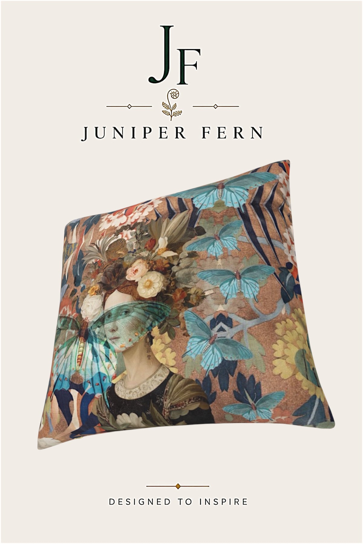 Blue Butterfly Maiden Cushion - Butterfly Veil