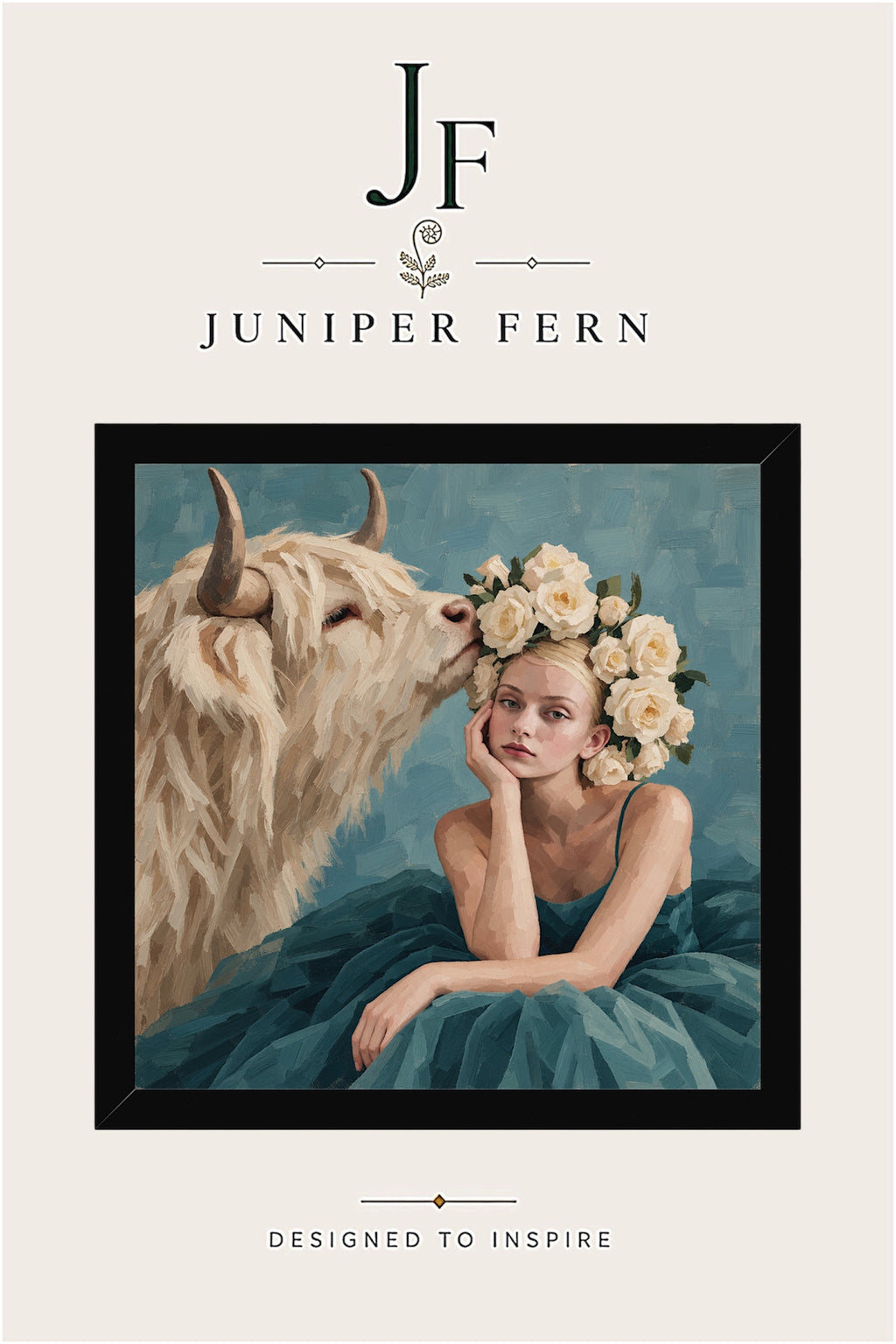 Highland Cow Art Print | “Highland Rose”