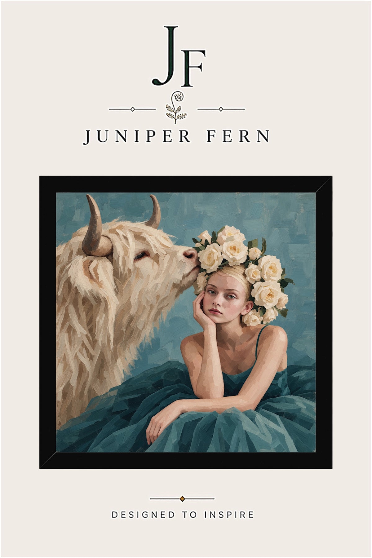 Highland Cow Art Print | “Highland Rose”