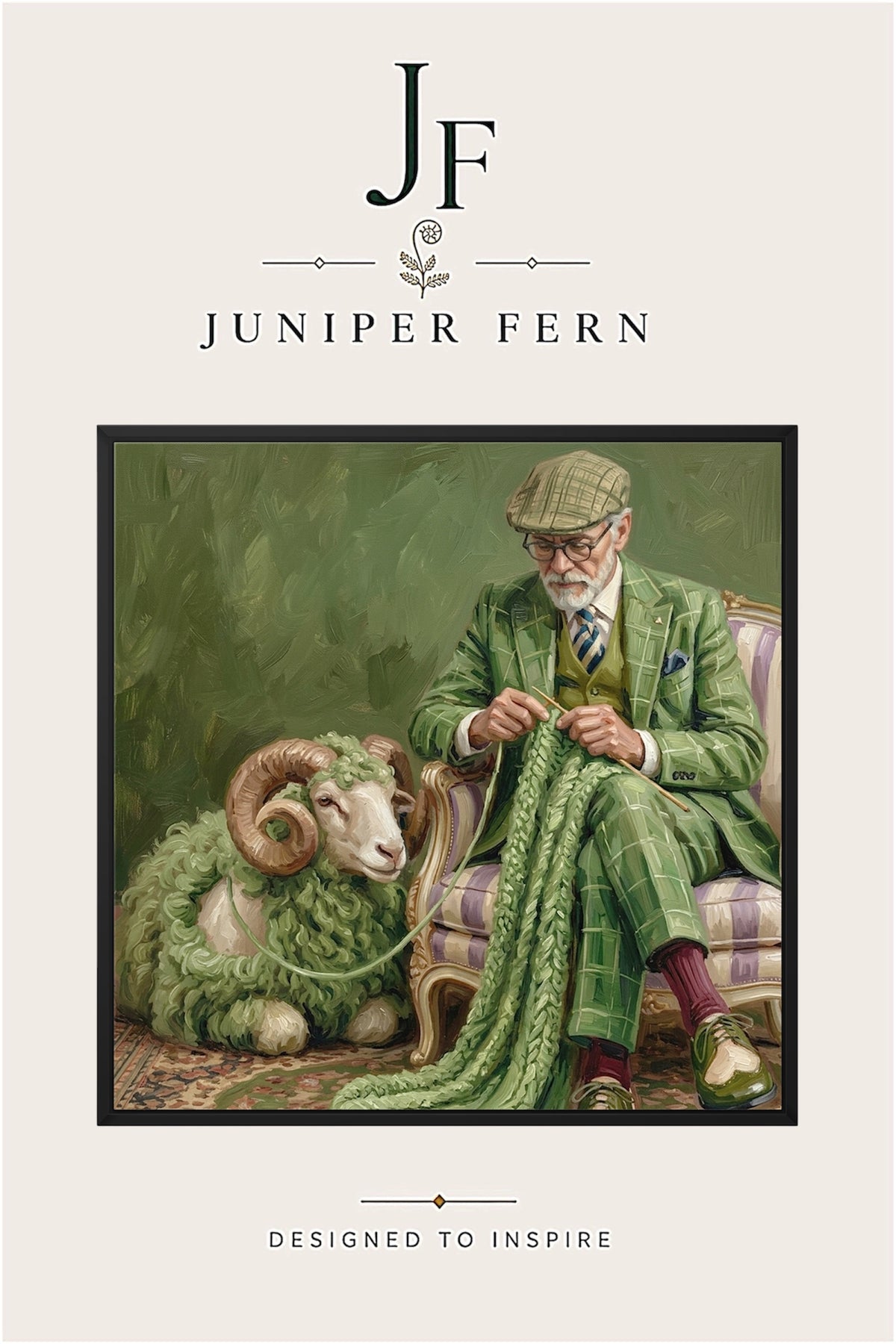 Moss Green Ram Art Print | “Totes Green”