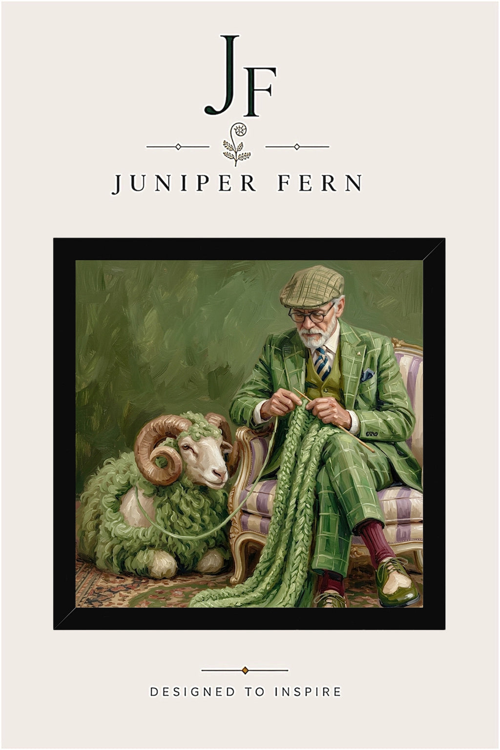 Moss Green Ram Art Print | “Totes Green”