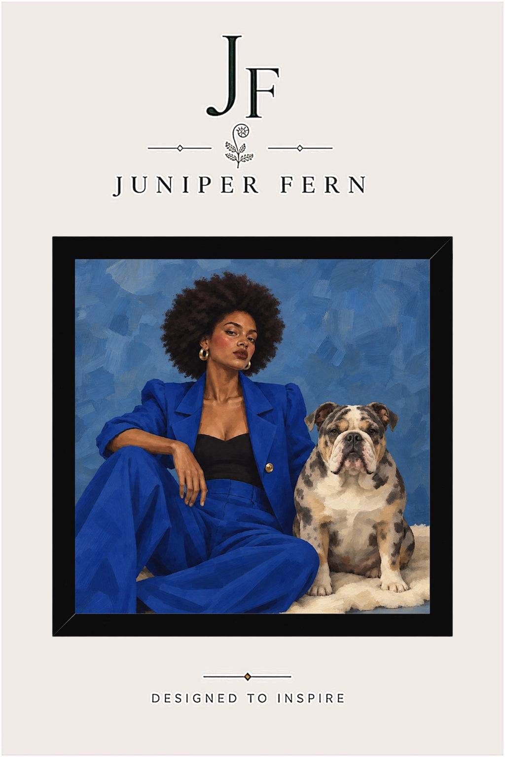 Woman with Bulldog Art Print | “Blue Blood”